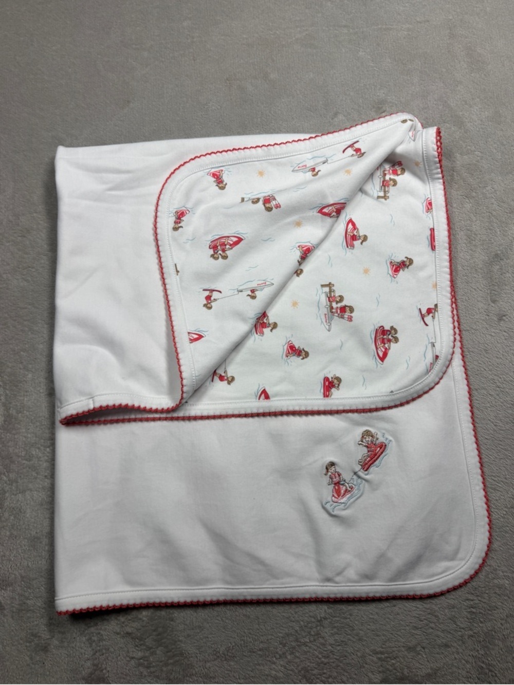 Babycottons 100% Pima Cotton White Lake Novelty Jet Ski Receiving Blanket